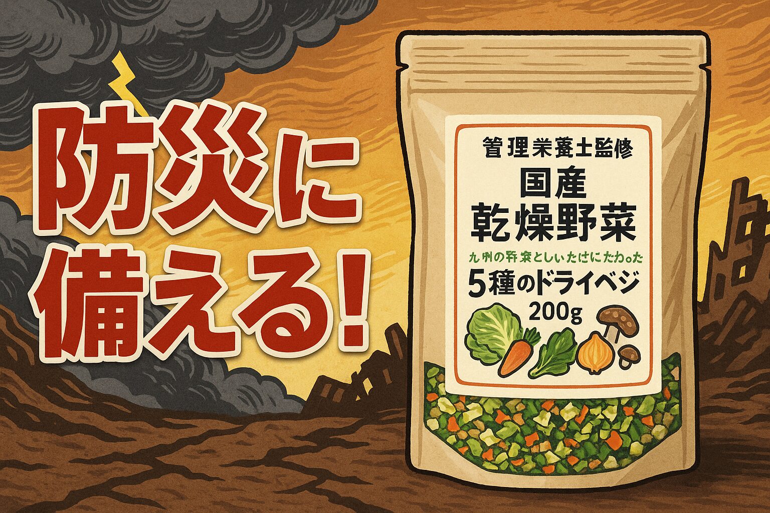【防災・保存食におすすめ】管理栄養士監修 九州産乾燥野菜ミックス｜5種のドライベジで栄養バランスを守る