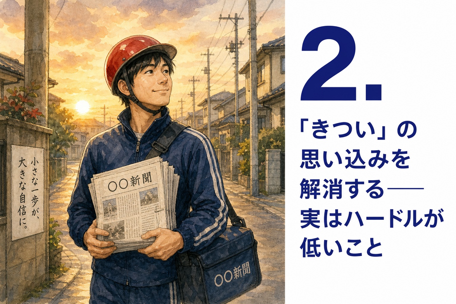 2. 「きつい」の思い込みを解消する——実はハードルが低いこと