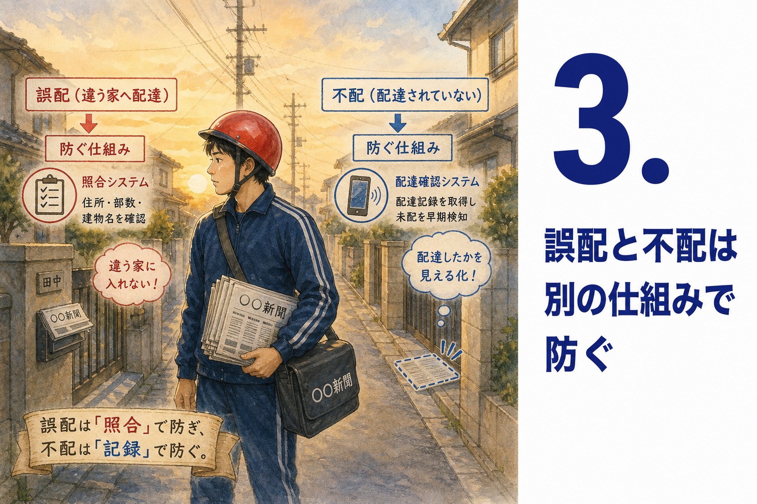 3. 誤配と不配は別の仕組みで防ぐ